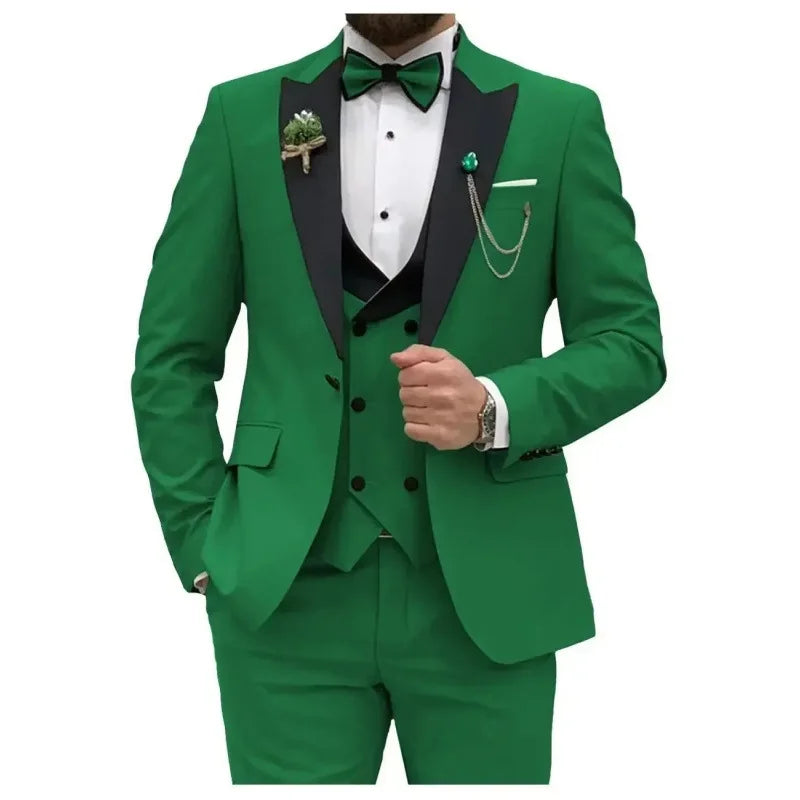 Voguable  New Slim Men's Suit 3-Piece Set Jacket +Vest+ Pant Wedding Party Men Blazer Coat Luxury voguable