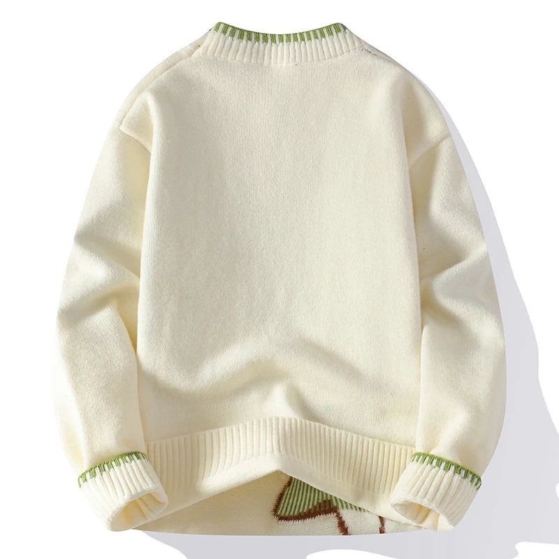 Voguable  New Men Knitted Jumpers Patchwork Sweater O Neck Pullovers Spliced Long Sleeve Jumper Slight Strech Standard Wool Casual top voguable