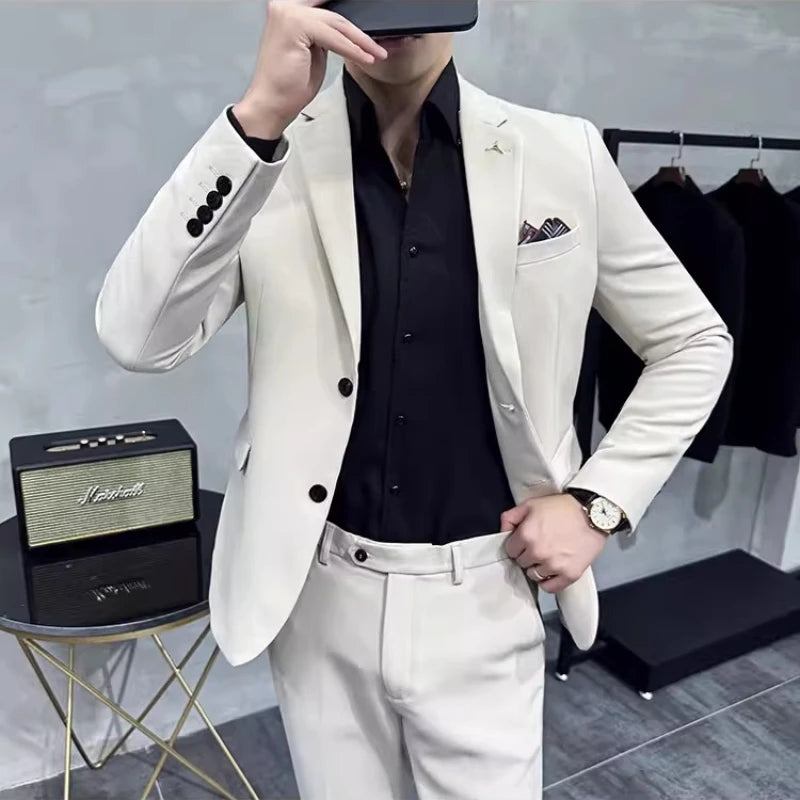 Voguable  (Jacket+Pant) Men Slim Fit Business Suits 2-Piece High Quality Italian Style Wedding Social Party Tuxedo Men Clothing 7XL-S voguable