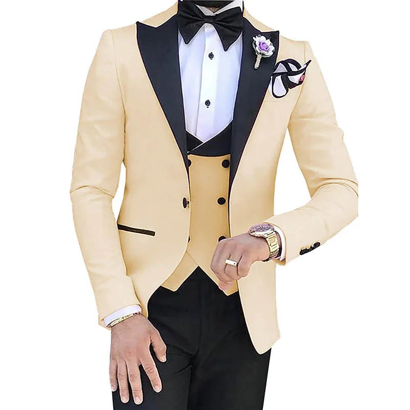 Voguable  Made Terno Slim Groom Tuxedos Wedding Men Suit Terno Masculino (Jacket+Pant+Vest) Mens's 3 Pieces Suits For Men voguable