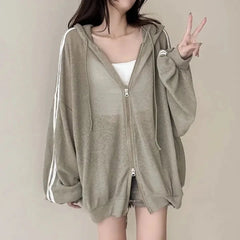 Women Thin Linen Jacket Fashion Ladies Outerwear White Sunscreen Clothing Retro  Loose Long Sleeve Female Knitted Cardigan 2025 voguable