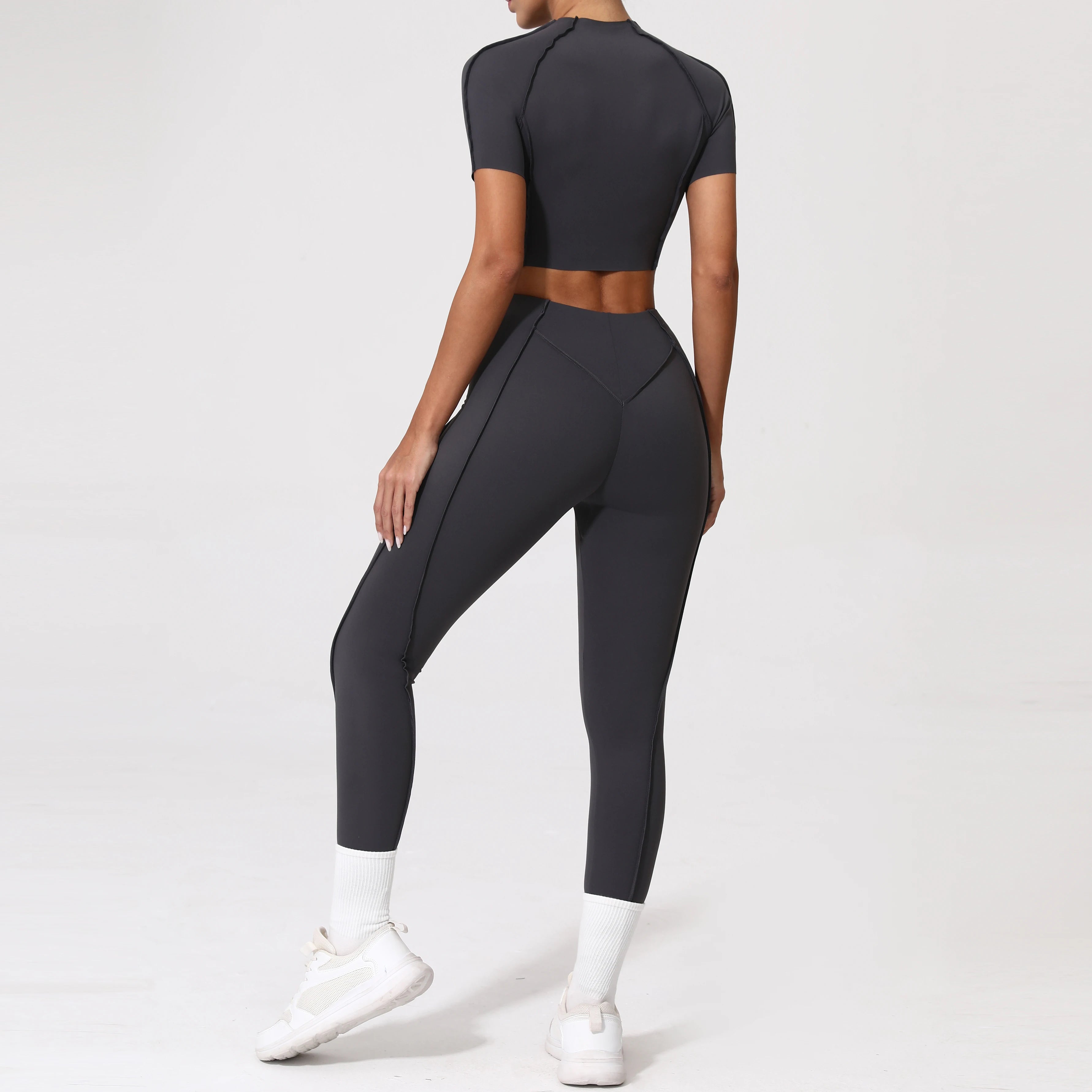 Voguable  2PCS Yoga Suit Sports Set Women Quick-Drying Gym Set Women Tracksuit Running Workout Long Sleeve Sports Shirt Yoga Clothing voguable