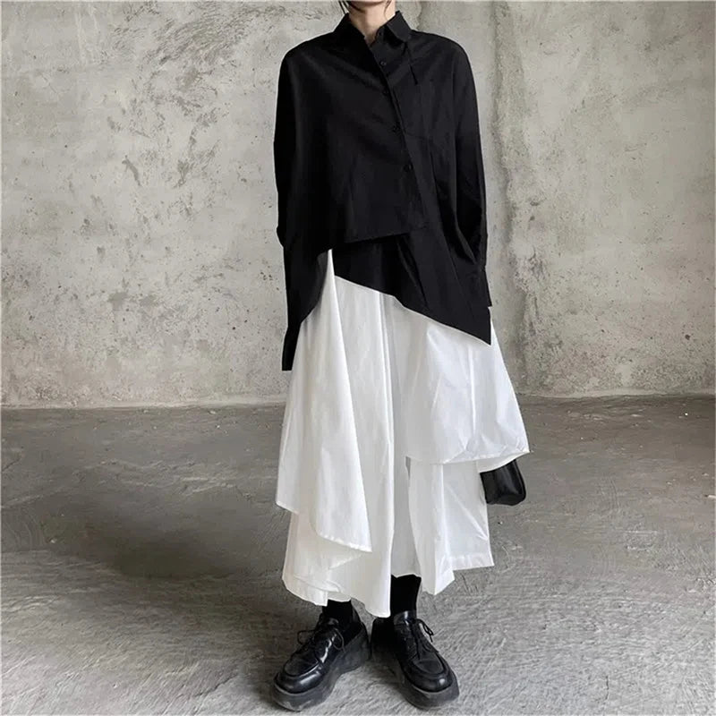 MEXZT Gothic Asymmetrical Cargo Skirts Women Streetwear Punk Irregular High Waist A Line Pleated Skirt Korean Hip Hop Midi Skirt voguable