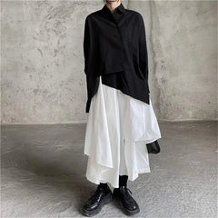 MEXZT Gothic Asymmetrical Cargo Skirts Women Streetwear Punk Irregular High Waist A Line Pleated Skirt Korean Hip Hop Midi Skirt voguable