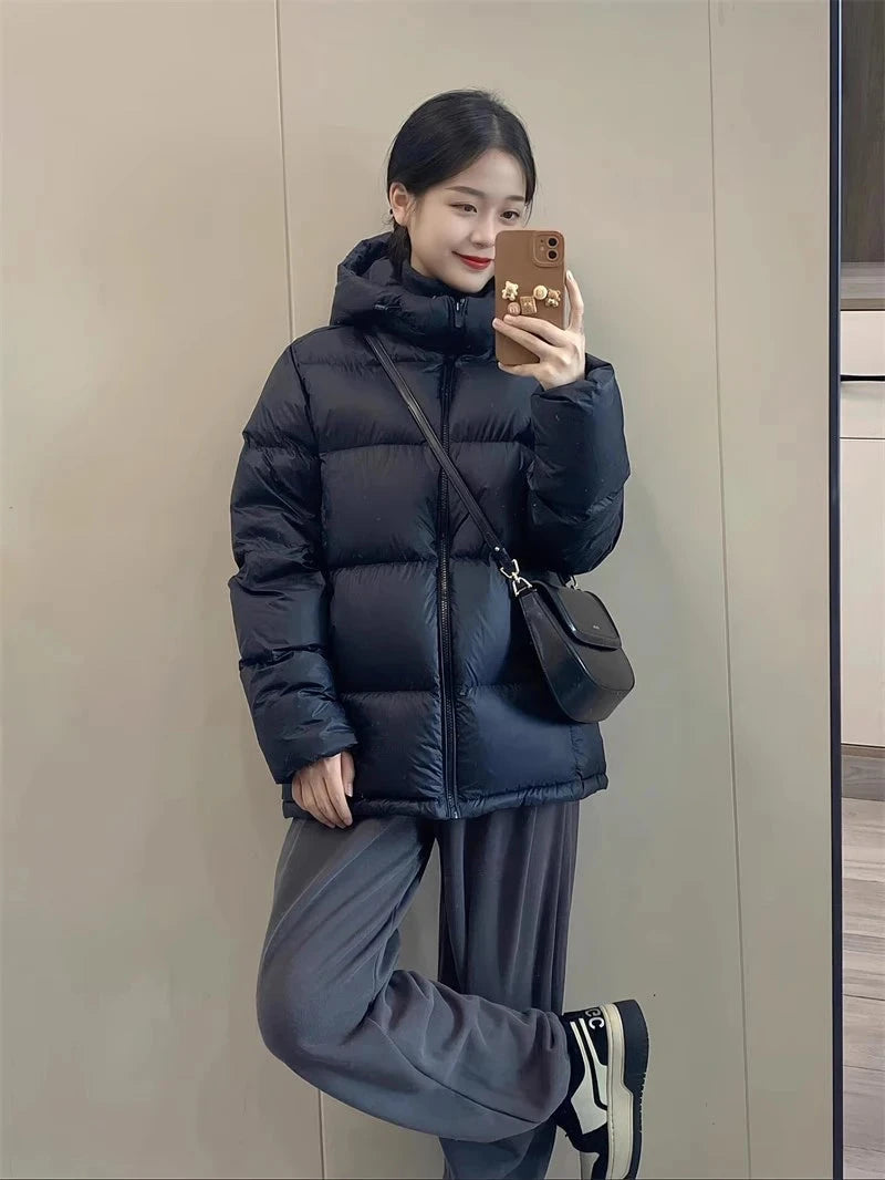 Zoki Winter Cute Pink Puffy Parkas Women Warm Thick Long Sleeve Sweet Cotton Coat Casual Stand Collar Preppy Style Korean Jacket voguable