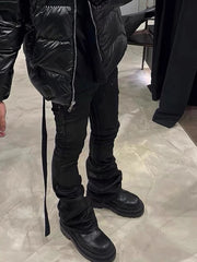 Voguable  New Hand Brushed Wax Coat Slim Fit Casual Jeans Dark Style Pure Handmade Stackable Wear Resistant Harlan Pants for Teens voguable