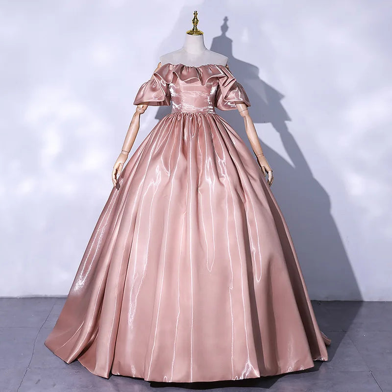 Voguable  Puff Sleeve Evening Dress Princess Dress Temperament Bride Simple Wedding Dress Host Long Dresses Wedding Dresses for Women voguable