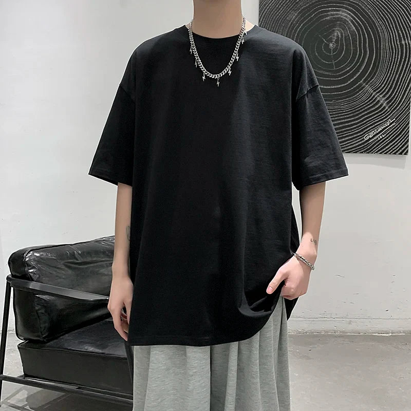 Men Oversized Graphic Solid T Shirts Colorfuls 100% Cotton Mens White Classical Tee Male Short Sleeve O-Neck Tops gotmes-shop