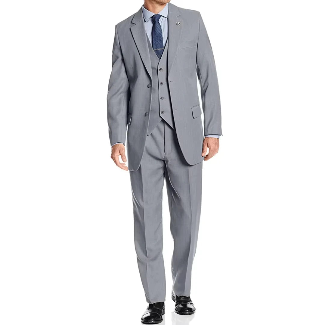 Voguable  Men Suit 3 Pieses Jacket Vest With Pant White Single Button Solid Color For Wedding Birthday Business Office Casual Work Set voguable