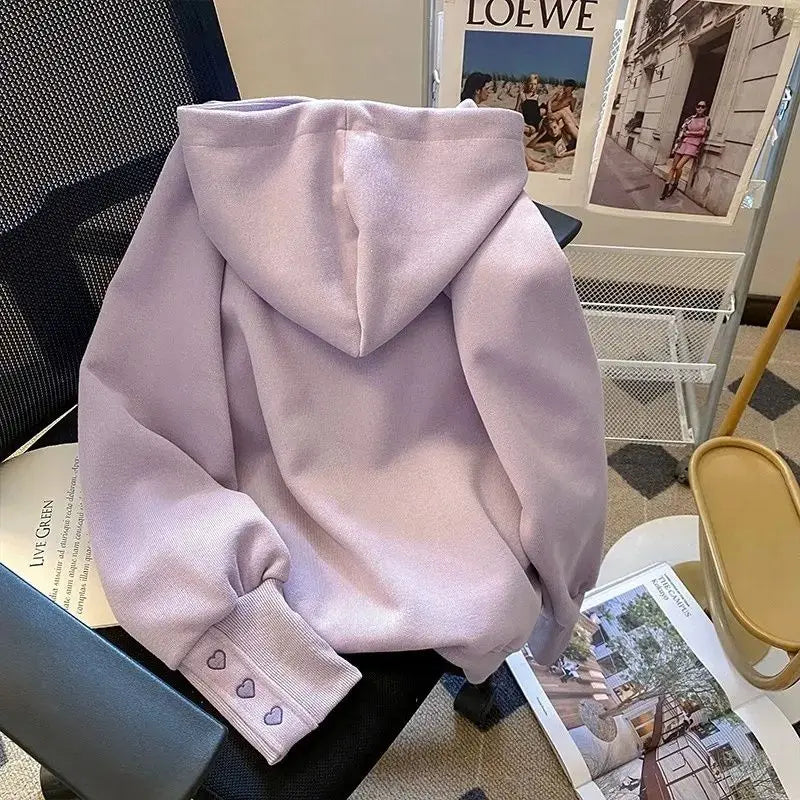 Kawaii Hoodies Women Harajuku Sweet Girlish Embroidery Aesthetic Baggy S-3XL Temper Designer Plus-Velvet Hooded Y2k Clothes Chic voguable