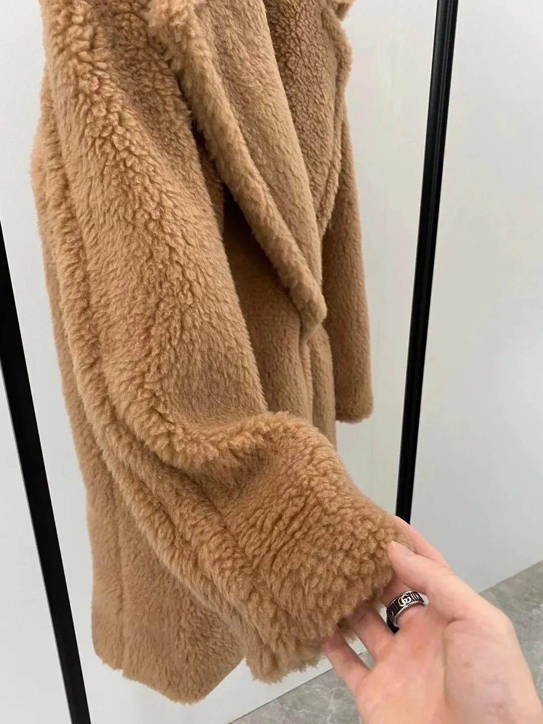Max Short Teddy Coat 62% Alpaca 26% Wool 12% Silk Coat Winter Thicken Women's Coat voguable