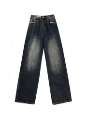 Women's Harajuku Style Loose Wide Leg Jeans Autumn Winter Street Fashion Retro Straight Loose Denim Trousers voguable