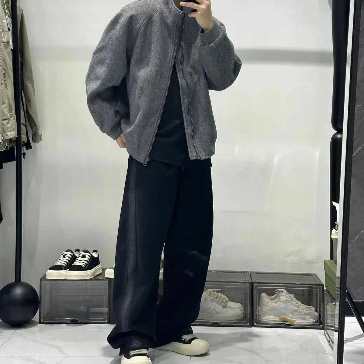 Korean Casual Sweatshirt Jacket Spring Autumn Winter Wear Cityboy Stand Collar Woolen Jacket Men Women Loose Solid Zipper Coat voguable