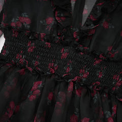 Mesh See-through Women Dress Zipper Flowers Edible Tree Fungus Design Stand Collar Full Sleeve 2025 Dresses Female voguable