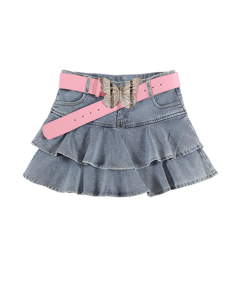 Voguable Vintage Skirts Y2k Korean Style Women Jean Skirt Blue Kawaii Harajuku A-Line Denim Skirt Chic Casual Fashion Summer Clothes voguable