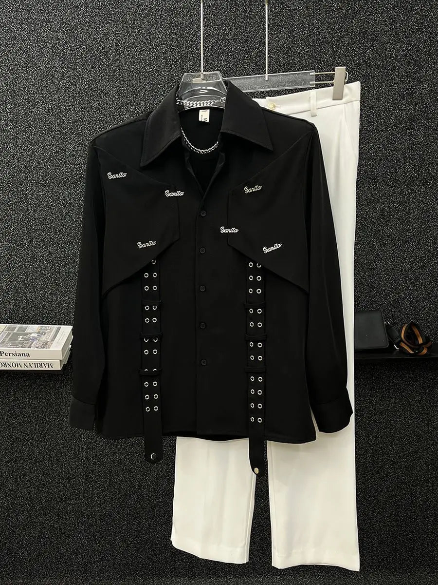 2025 Spring Autumn New High-end Niche Long Sleeve Shirt Men's Fashion Korean Style Fashion Handsome Loose Men's Shirt Aesthetic voguable