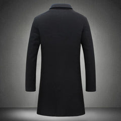 2023 Men Wool Blend Coat Autumn Winter New Casual Long Windbreaker Jacket Male Solid Color Single Breasted Trench Coat Jacket voguable