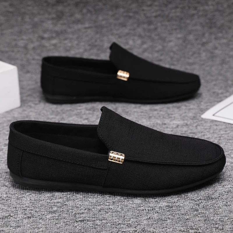 Voguable  Mens Canvas Slip On Loafers Fashion Dress Driving Shoes Formal Wedding Party Casual Flats Plus Size Comfortable Office Wear voguable