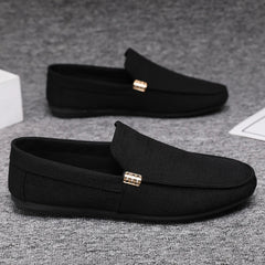 Voguable  Mens Canvas Slip On Loafers Fashion Dress Driving Shoes Formal Wedding Party Casual Flats Plus Size Comfortable Office Wear voguable