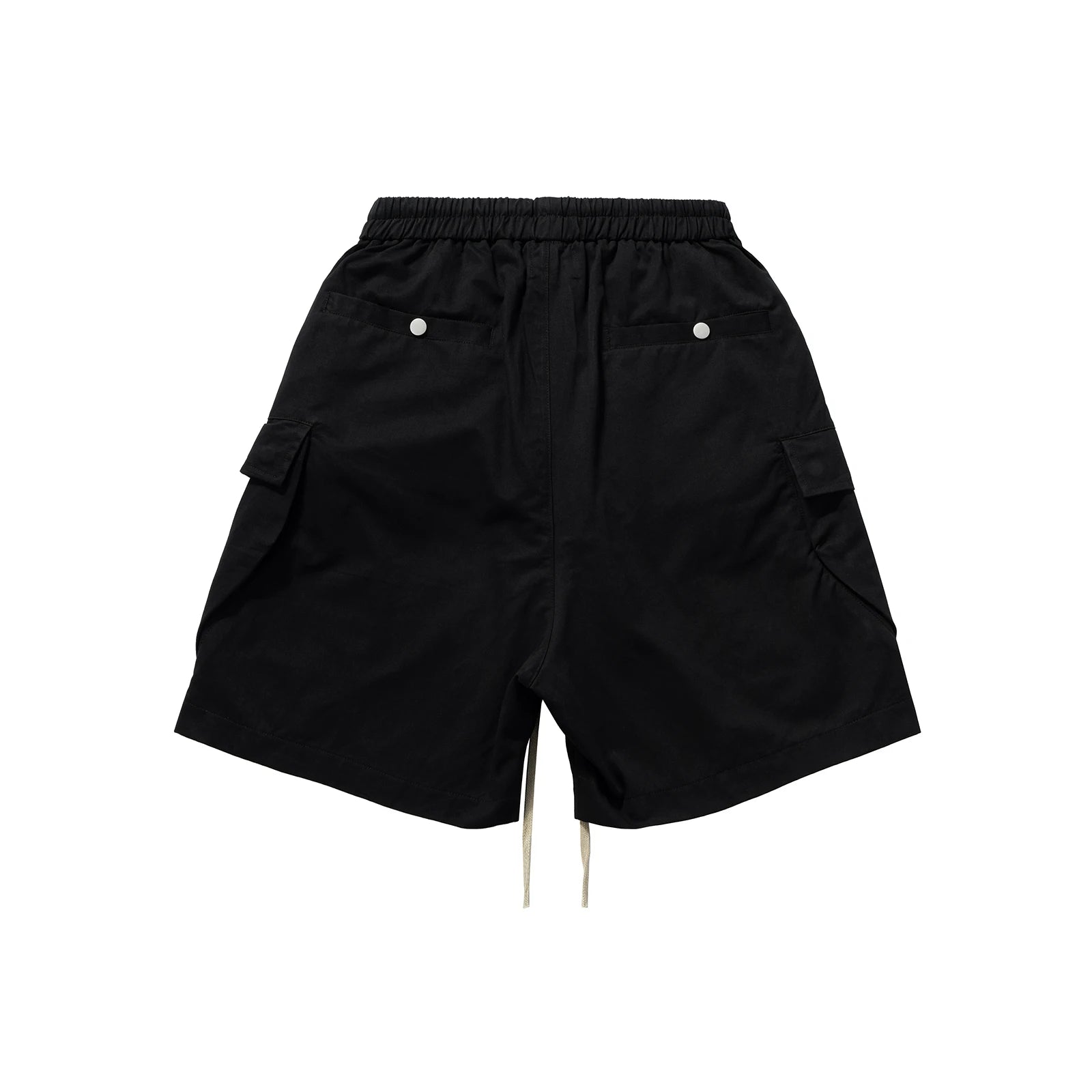Ro Style Multi-pockets Drawstring Black Cargo Pants for Men Streetwear Baggy Casual Knee Lenght Pants Oversized Loose Cargo voguable