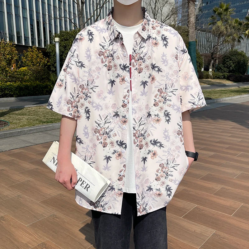 Voguable  Men's Stylish Summer Short Sleeve Hawaiian Shirt Tropical Floral Print Breezy Lightweight Casual Beachwear Fashion voguable
