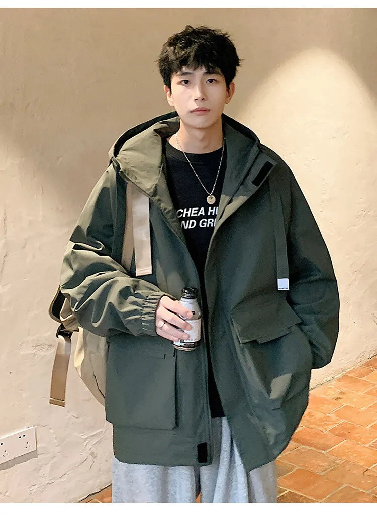 Outdoor jacket Streetwear Coffee Cargo Jacket Men Women 2025 Spring Harajuku Coat Korean Fashion Big Pocket Loose Casual 4Colors voguable