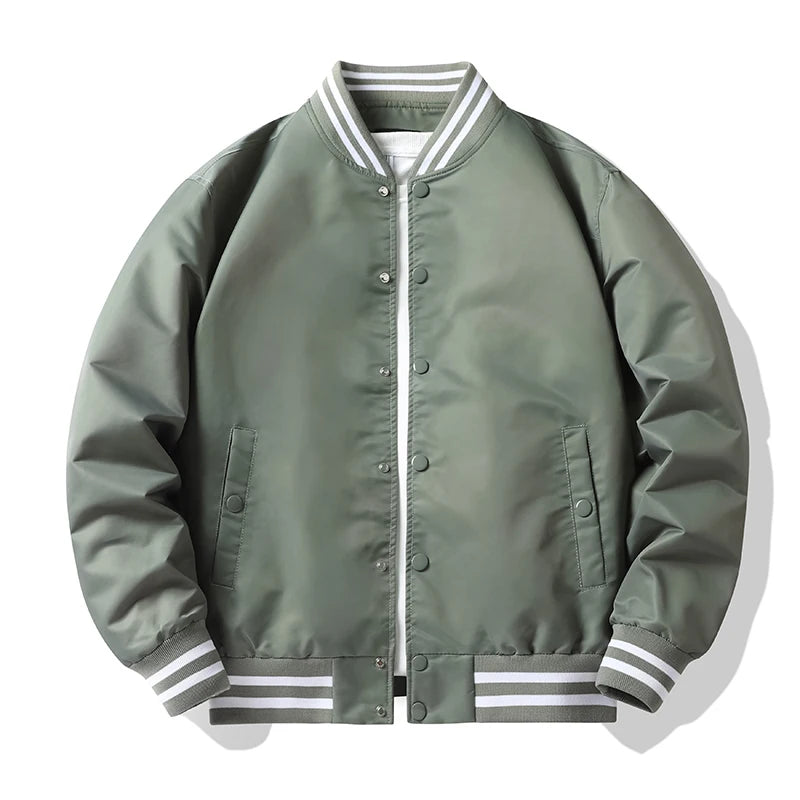 Men's spring and fall varsity jacket Solid color Korean fashion loose baseball uniform couple windproof waterproof bomber jacket voguable
