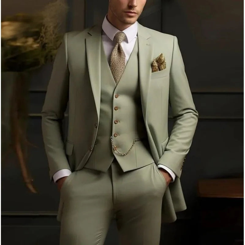 Voguable  Tailor Made Black Men's Suit 3 Pieces Suits Wedding Groomsmen Tuxedo Custom Men's Slim fit Outfit Jacket+Pants+Vest voguable