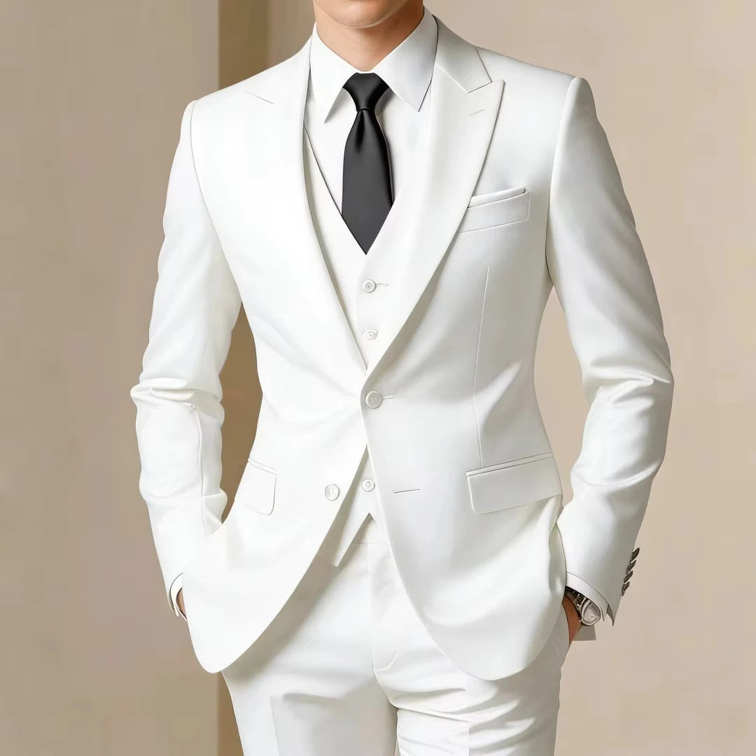 Voguable  New Luxury Elegant Men's Suits 3 Piece Set Fashion Korean Casual Slim Fit Social Groom Wedding Tuxedo voguable