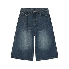 Men's Jeans American Style Vintage Loose Fit Wide Leg Straight Leg Denim Shorts Fashion Design Summer Y2k Gothic Washed Shorts voguable