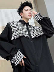 Voguable Plaid Patchwork Design Long Sleeve Shirts Men's 2024 Fashion High Street Original Loose Casual Tops Spring Korean voguable