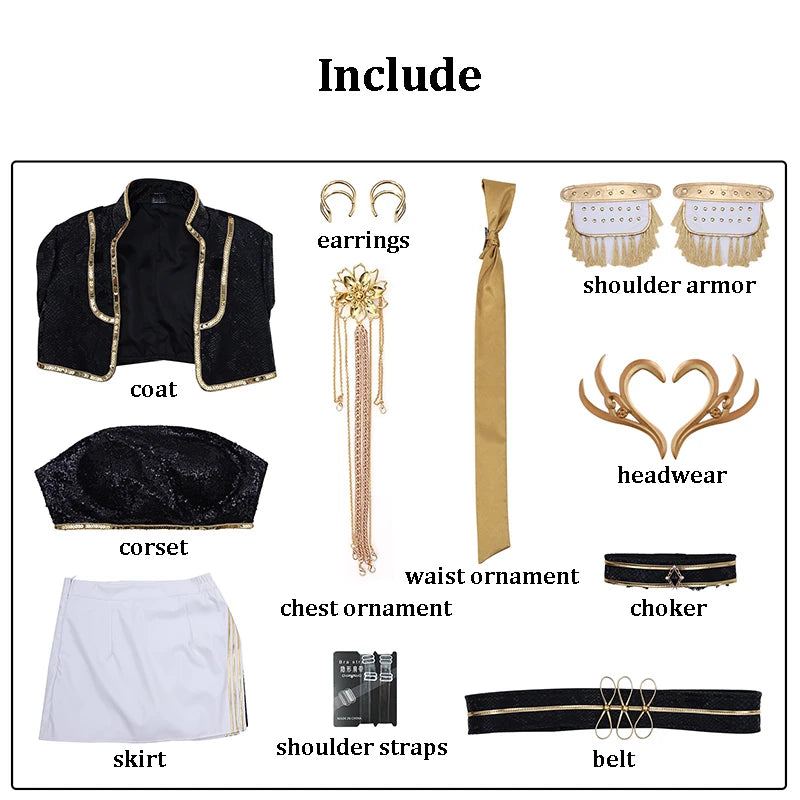 Black Golden Rumi Zoey Mira Cosplay Costume Wig Women Suit Halloween Party Role Playing Outfit voguable