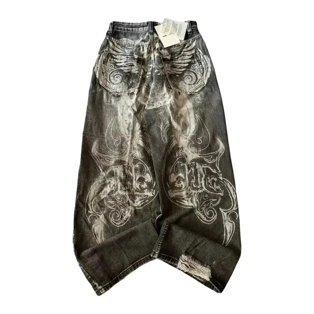 Y2K New Fashion Washed Multi-pocket Old Baggy Tooling Jeans Men Vintage Hip-hop Straight Casual Punk High Waist Wide Leg Pants voguable