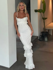 Mingmingxi Summer Elegant White Women Ready To Wear Dresses Maxi Luxury Lace Bodycon Wedding Event Party Dress Formal Occsaion voguable