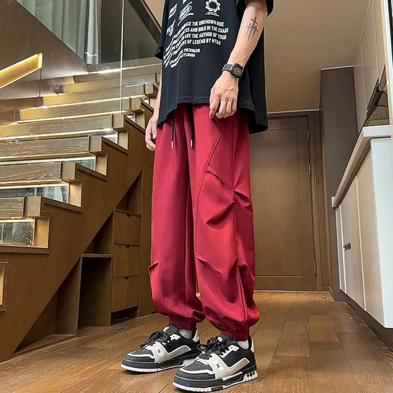 Voguable  S-XXXL Techwear Drawstring Elastic Waist Punk Jogger Harem Pants Streetwear Casual Stretwear Summer Trousers for Men Clothing voguable