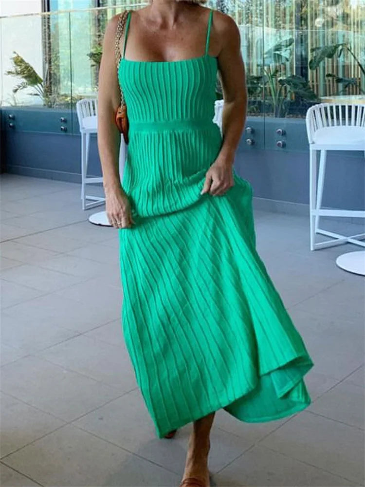 Backless Ribbed Maxi Dress For Women Summer New Holiday Party Stretch High Waist Bodycon Maternity Dresses Knit Sundress voguable