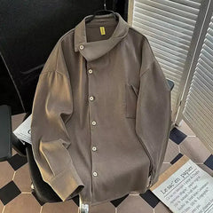 Voguable  Men's Clothing Trendy Unisex Shirts New Loose Tops Irregular Long-sleeved Coat Shirts voguable