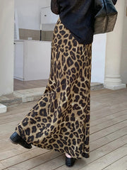 Sexy Slim Leopard Long Skirts Women High Waist Retro Streetwear Y2K Skirt Fall Casual Harajuku American Vintage Long Skirt voguable