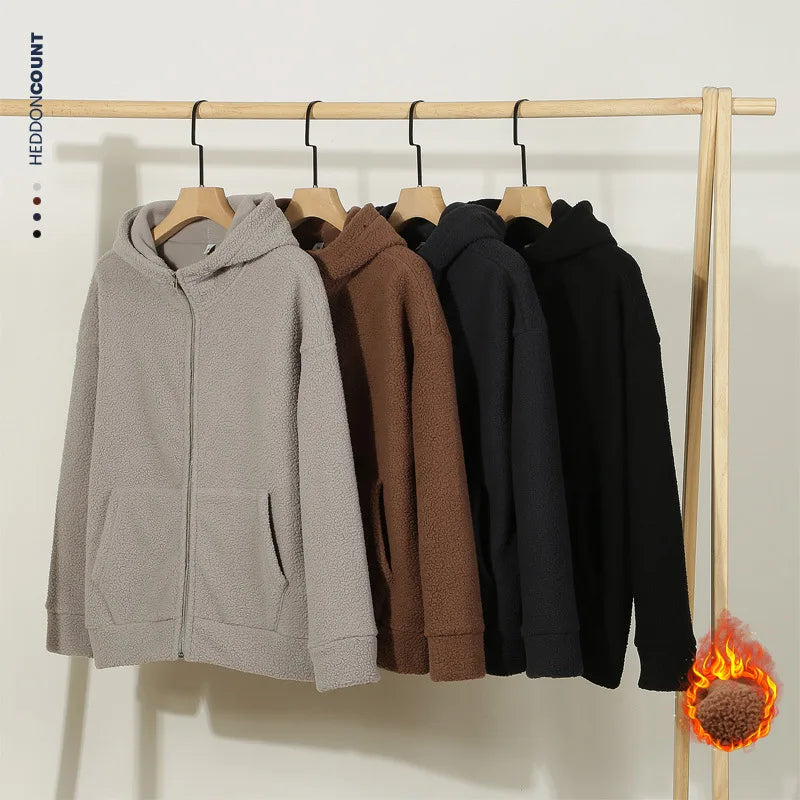 Autumn Winter KPOP Fashion Solid Sweatshirt Harajuku All Match Tops Loose Casual Outerwear Ropa Hombre Cardigan Zipper Hooded voguable