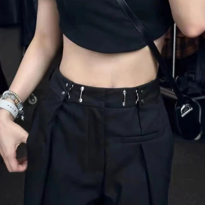 Vintage High Waist Wide Leg Pants Women Summer Fashion Casual Streetwear Korean Baggy Suit Trousers All Match Straight Pants voguable