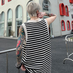 Voguable Summer New Stripe Pattern Design Original Trendy Sleeveless Vests Men Street Tank Tops Korean Reviews Many Clothes voguable