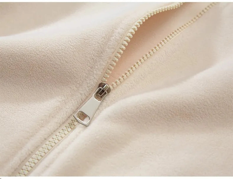 Women Zip Hoodie Thicken Fuzzy Fleece Sweatshirts Lamb Wool Zipper Thickened Oversize White Stand Collar Coats Soft Outerwear voguable