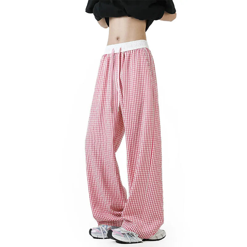 Summer Casual Pants Men Fashion Oversized Wide Leg Pants Men Streetwear Hip-hop Loose Plaid Pants Mens Trousers Large Size 4XL voguable