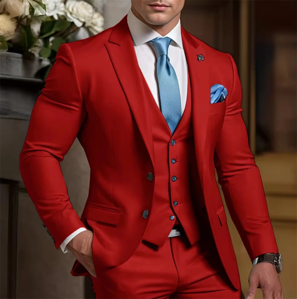Voguable  Elegant Suit for Best Man Tailor Made Formal Men's Suit 3 Piece Blazer Vest Pant Suits Wedding Tuxedo Groom Custom Outfit Party voguable