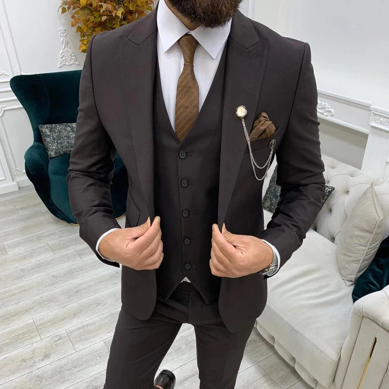 Voguable  New Classic Wedding Suits For Men 3 Piece Slim Fit Best Man Groom Tuxedo Formal Dinner Prom Suit Male Clothes(Blazer+Vest+Pants) voguable
