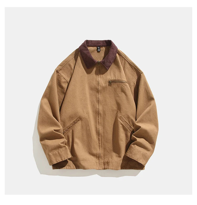 Voguable  Harajuku Jacket Men Spring 2024 New Hip hop Coat Streetwear Zipper Casual Retro Lapel Jackets Man voguable