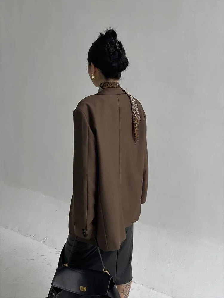 Casual Long Sleeved High-end Suit Jacket For Women Blazers Coat Fashion Design 2024 New Tops Brown Office Lady Top Y7CS voguable