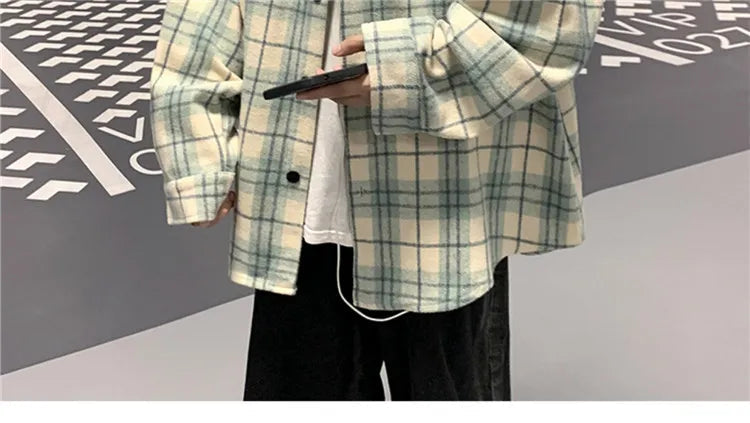 Loose Long Sve Plaid irt Men's Casual Sle Spring Autumn Harajuku Faion Couple Outerwear Comfortable Breathable voguable