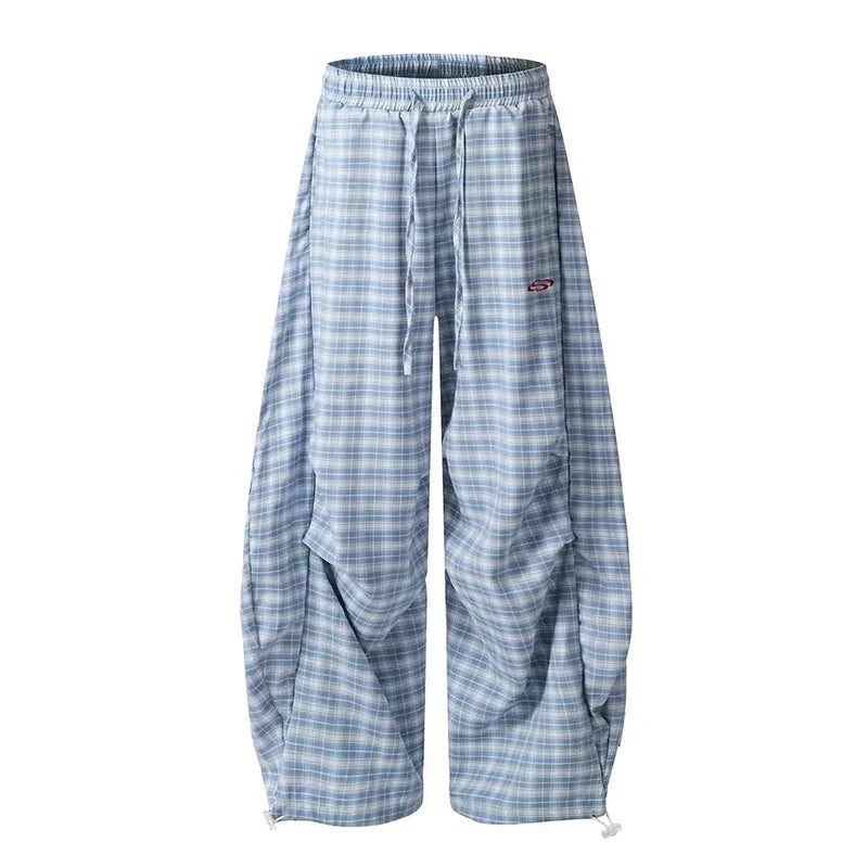 Streetwear Y2K Plaid Pants Women Vintage American High Waist Scimitar Pants Harajuku Oversize Loose Bf Casual Trousers New voguable