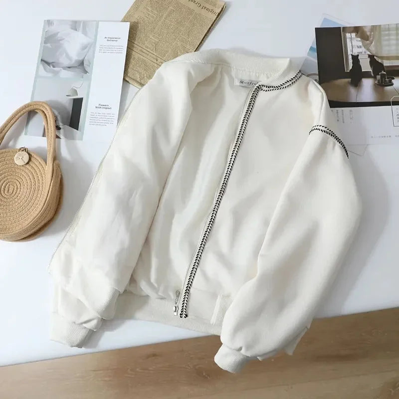 Vintage Stripe Splicing Women Jacket Y2K Autumn Korean V Neck Loose Baseball Coats Female Harajuku All-Match Warm Outwear New voguable